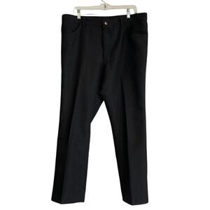 Mens Retro Wrangler Black Pleated Dacron Polyester Cowboy Dress Pants Size 38x29
